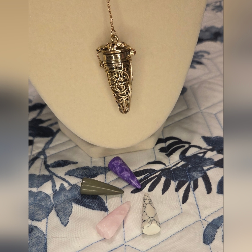 Interchangeable Crystal Pendulum Pendant Necklace… - image 4